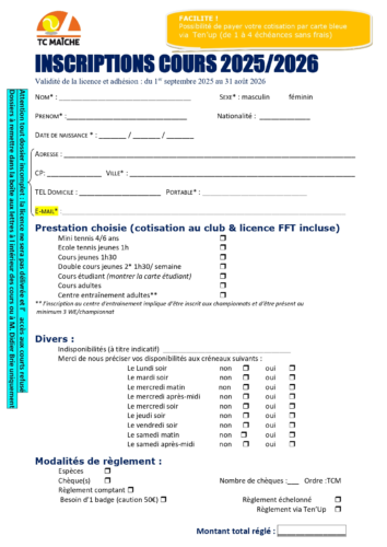 Adhésion avec cours collectifs 2025-2026